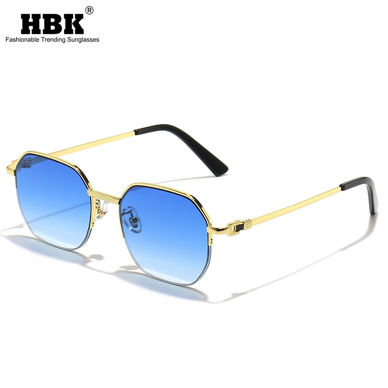 HBK 금속 럭셔리 스퀘어 여자 선글라스 남자 새로운 패션 브랜드 디자이너 Semi-Rimless 안경 2022 숙 녀 고품질 안경